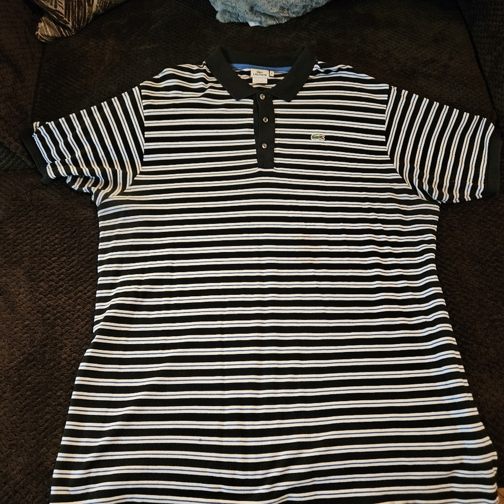 Lacoste Men's Striped Polo in Black and White